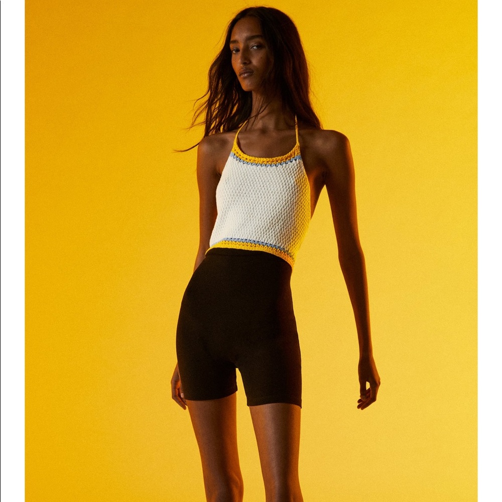 NWT ZARA Knit Crochet Halter Romper Jumpsuit